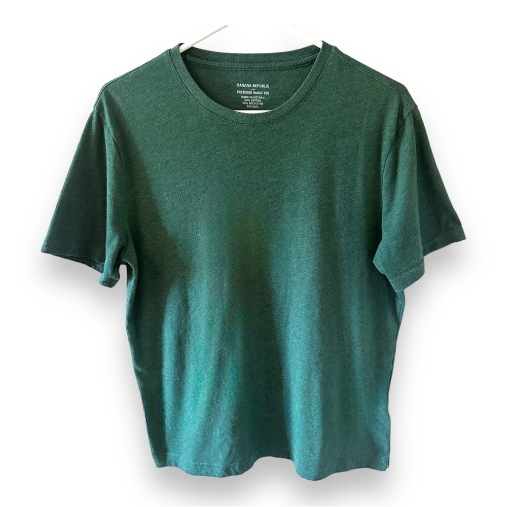 Banana Republic Crew Neck Green Short Sleeve Shirt - Medium - Picture 6 of 9